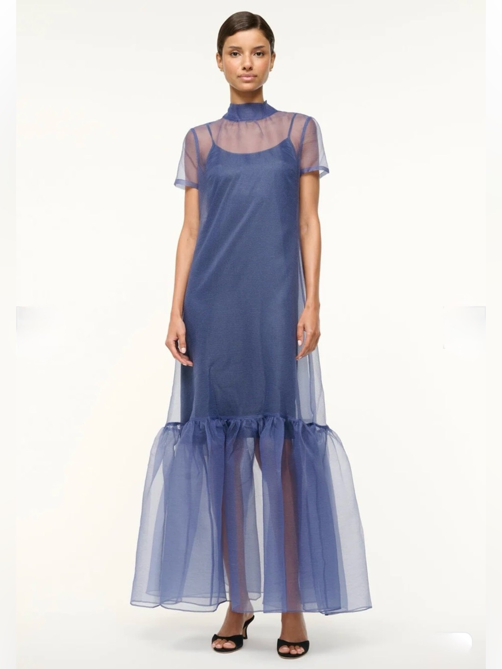Staud Calluna Organza Gown Size S Navy Blue